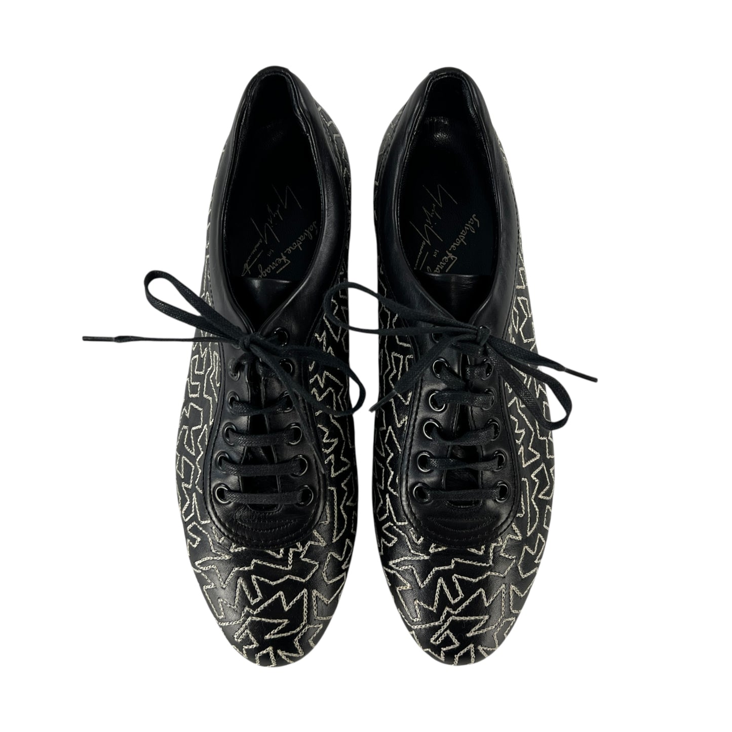 Ferragamo Embroidered Leather Sneakers