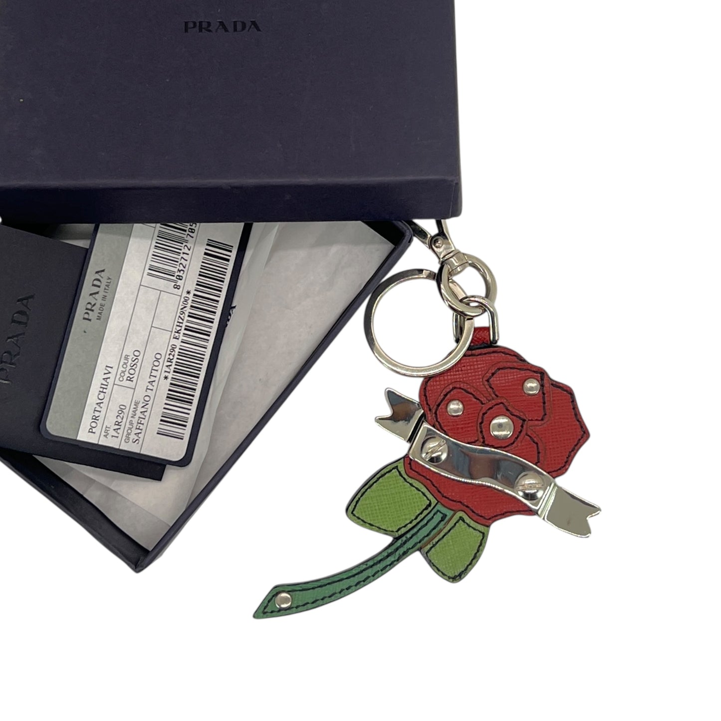 Prada Saffiano Rose Bag/Key Charm