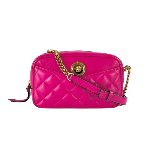 Versace Medusa Pink Quilted Chain Crossbody Bag