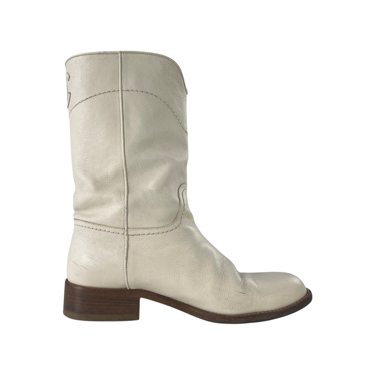 Chanel CC Leather Short Cowboy Boots