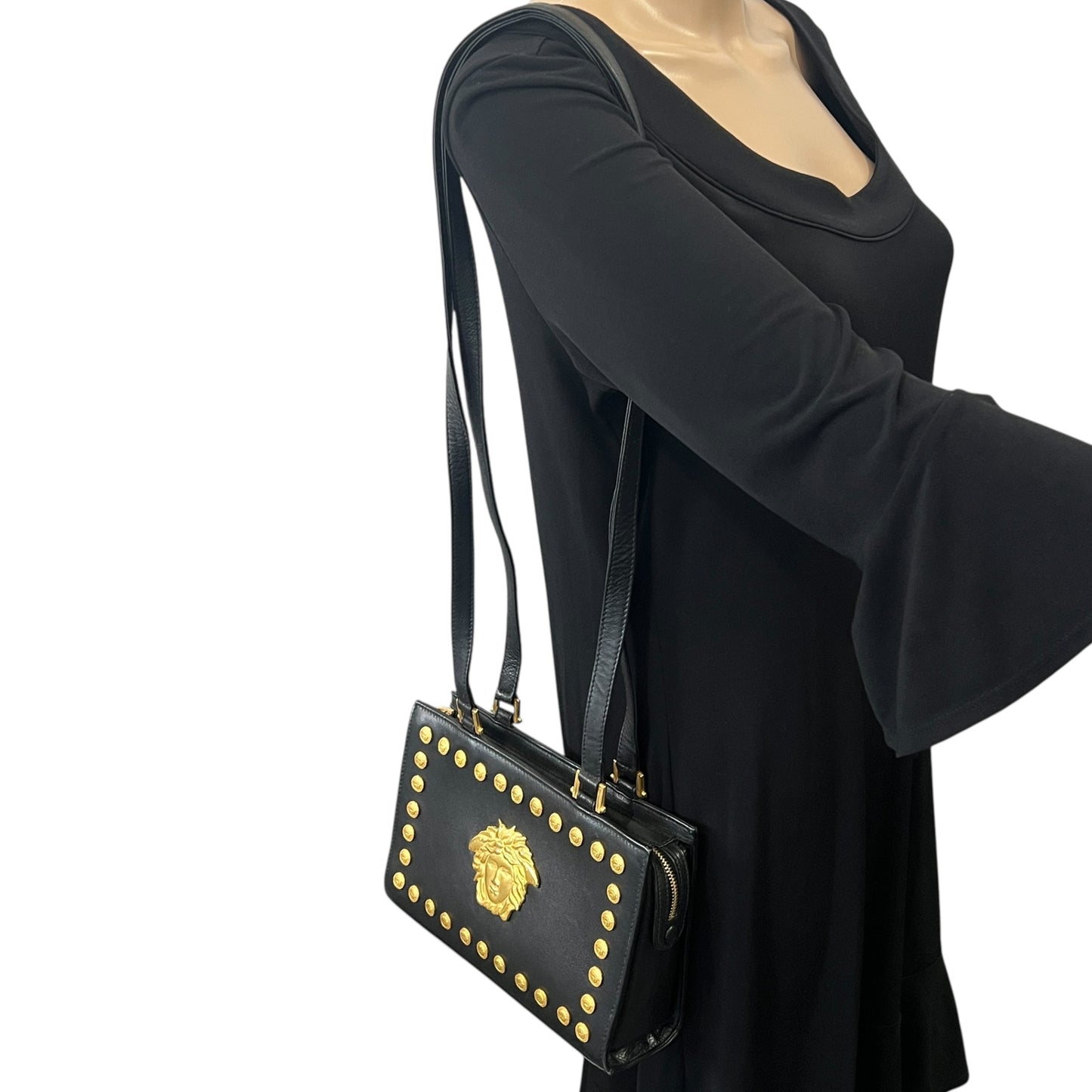 Versace Vintage Medusa Studded Shoulder Bag