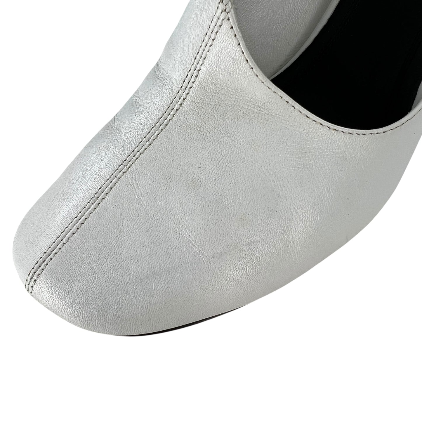 Celine White Block Heels