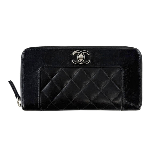 Chanel CC Quilted Leather Mademoiselle Zip Around Wallet