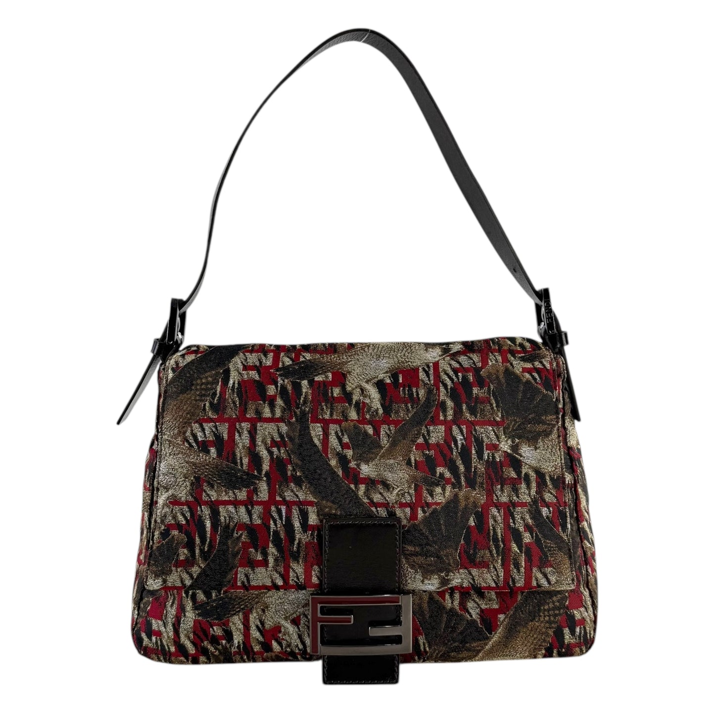 Fendi Zucca Falcon Mamma Baguette Shoulder Bag