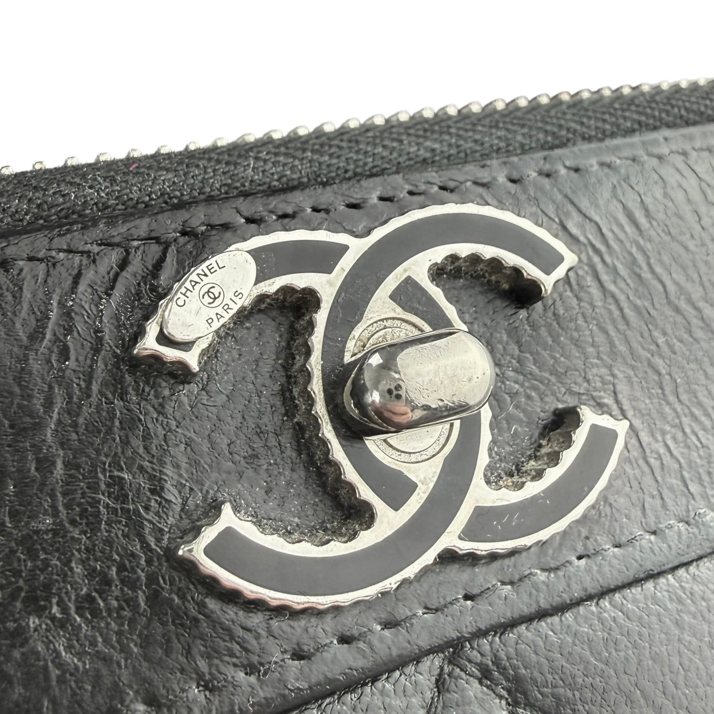 Chanel CC Quilted Leather Mademoiselle Zip Around Wallet