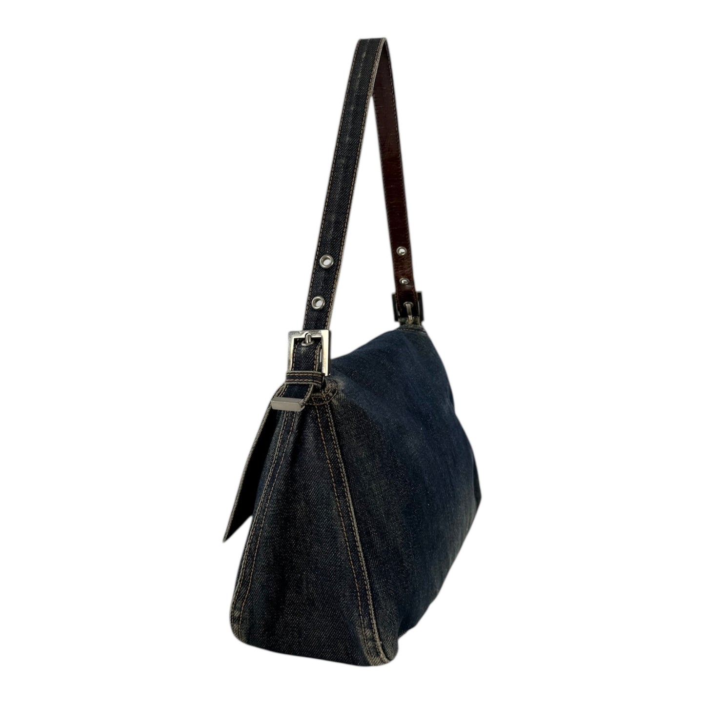 Fendi Denim Mamma Baguette Shoulder Bag