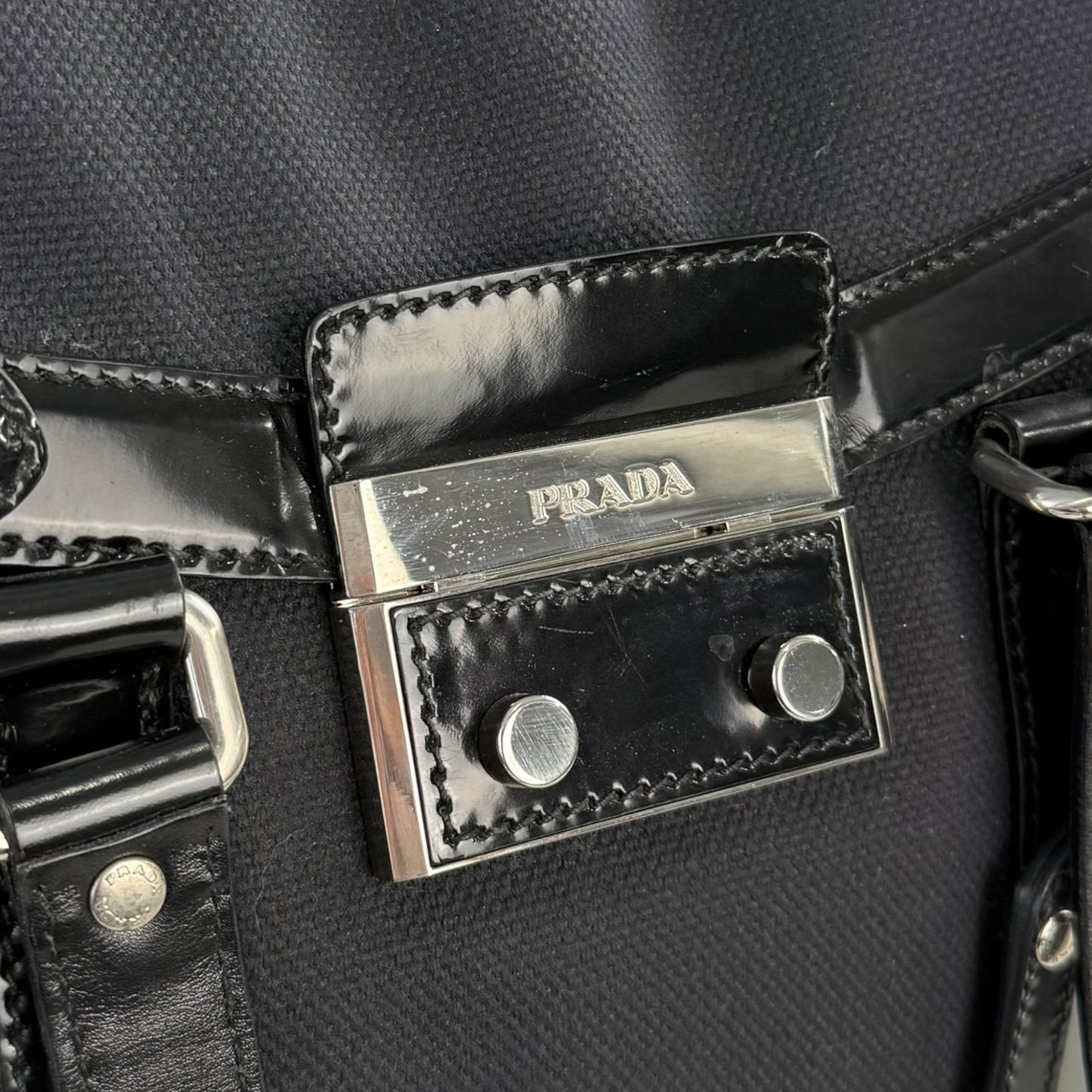 Prada Canvas Flap Shoulder Bag