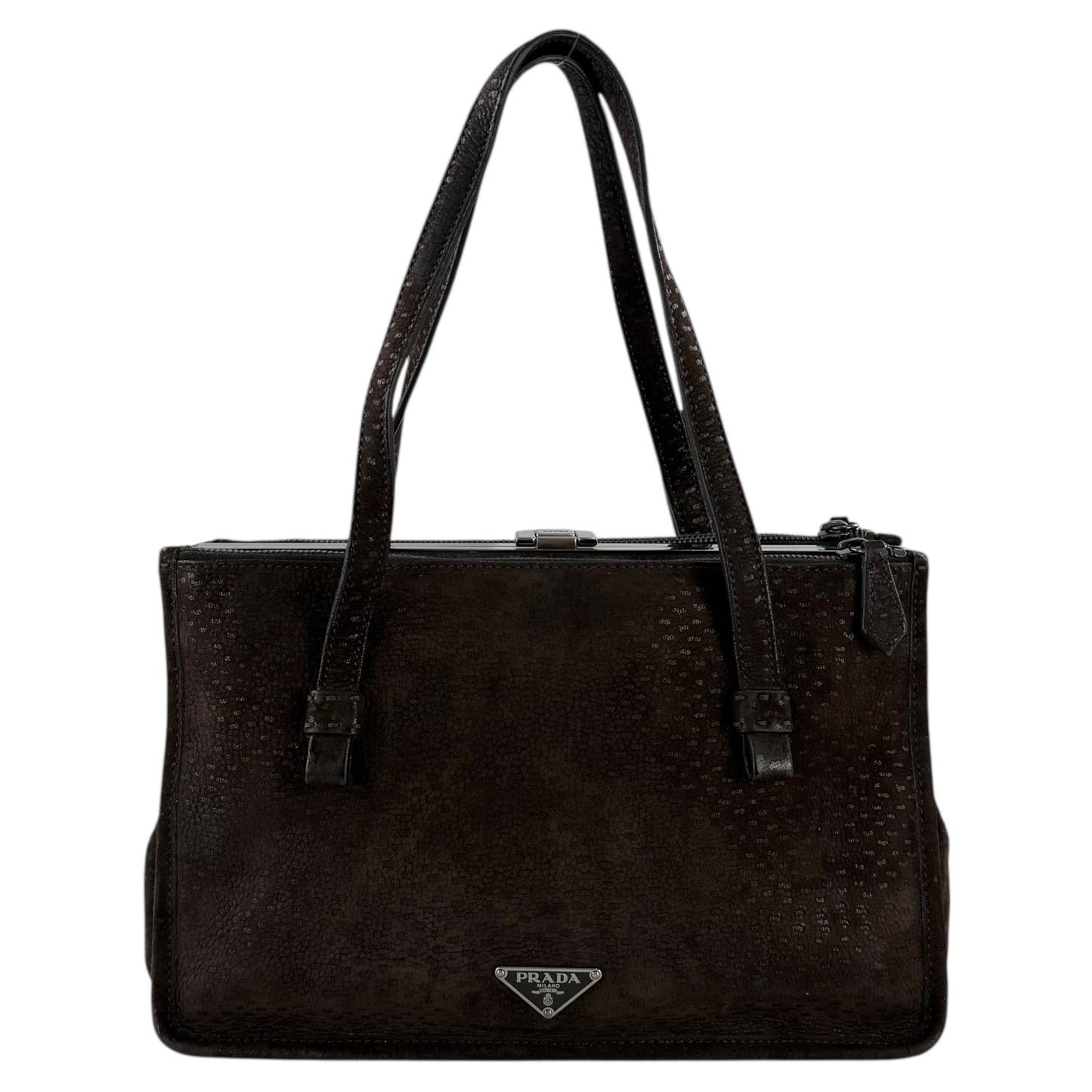 Prada Semitracolla Suede Shoulder Bag