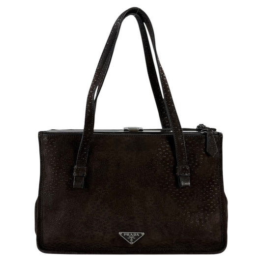 Prada Semitracolla Suede Shoulder Bag
