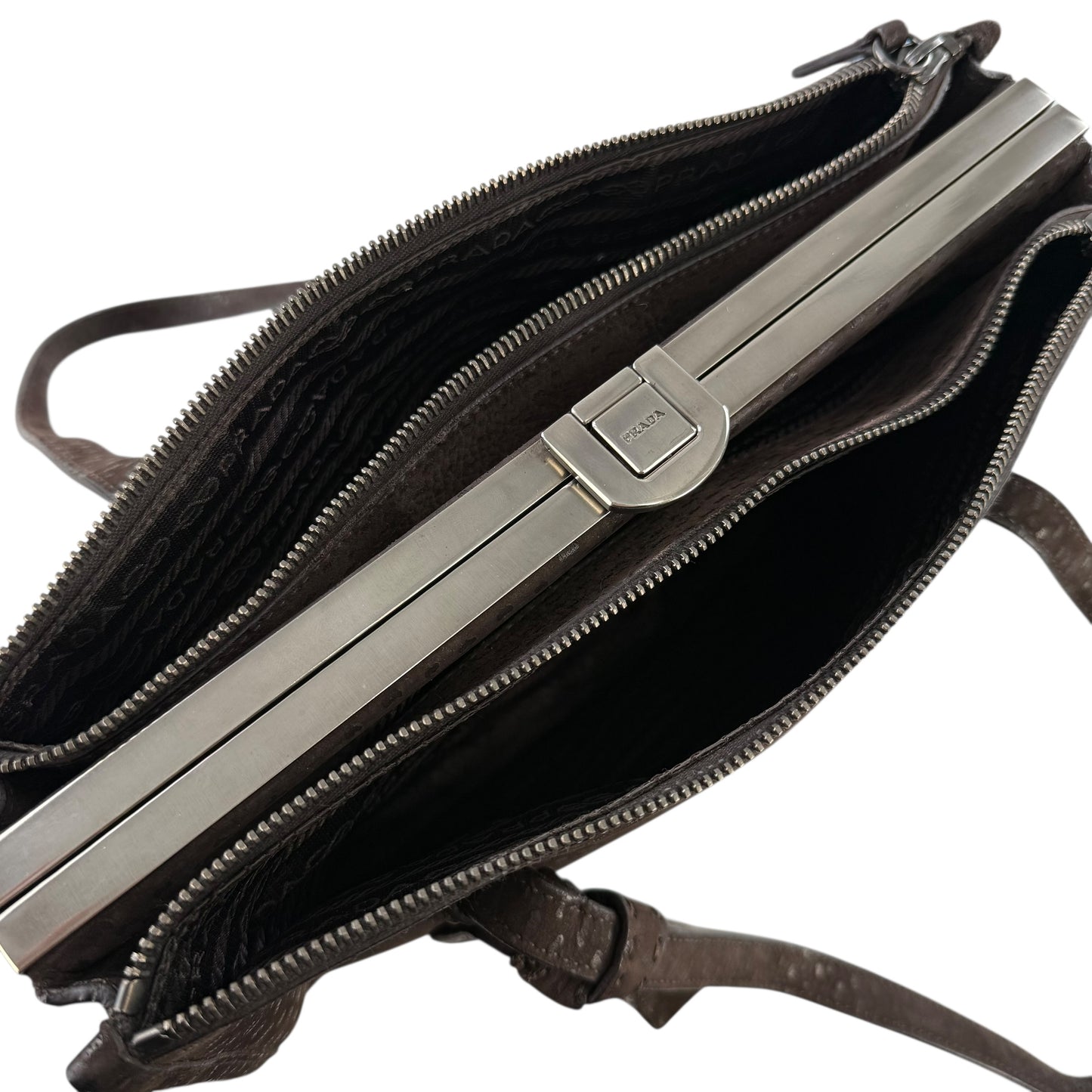 Prada Semitracolla Suede Shoulder Bag