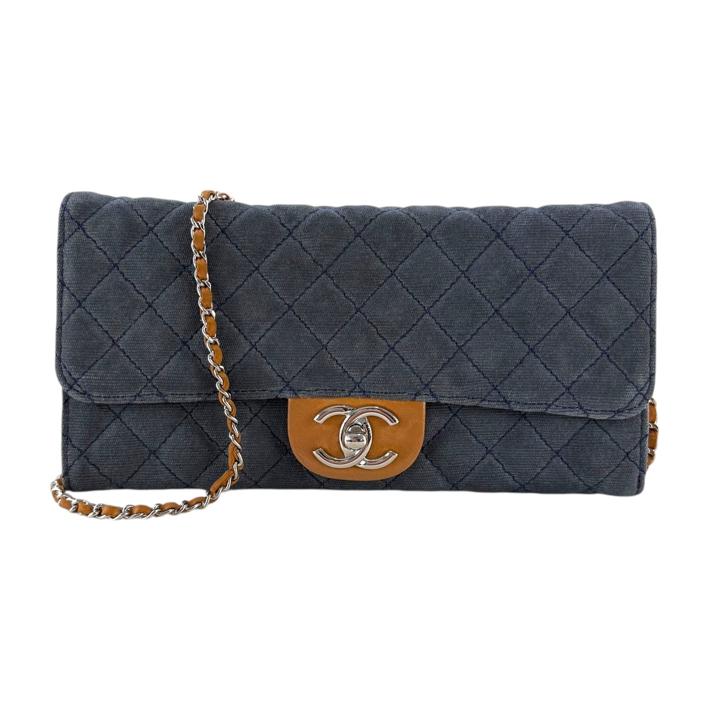 Chanel CC Denim Matelasse Wallet on Chain Shoulder Bag