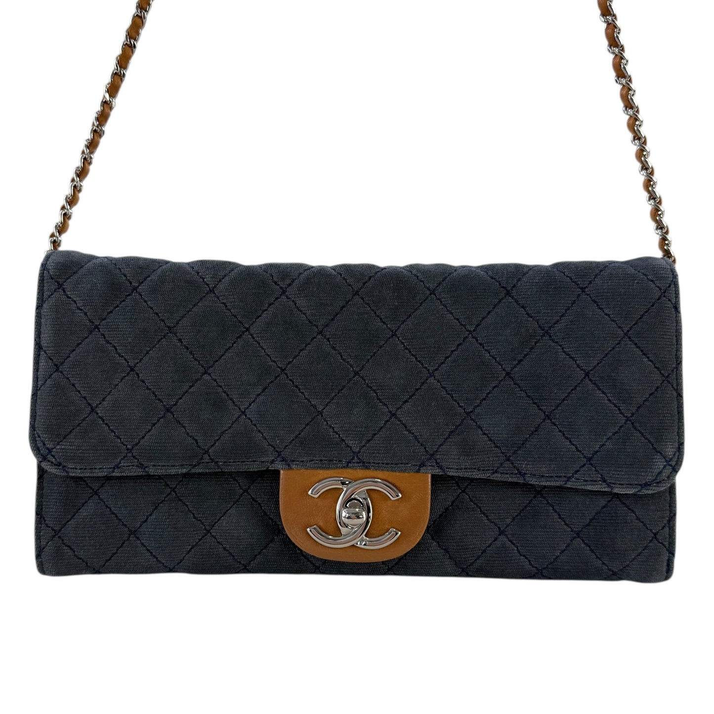 Chanel CC Denim Matelasse Wallet on Chain Shoulder Bag