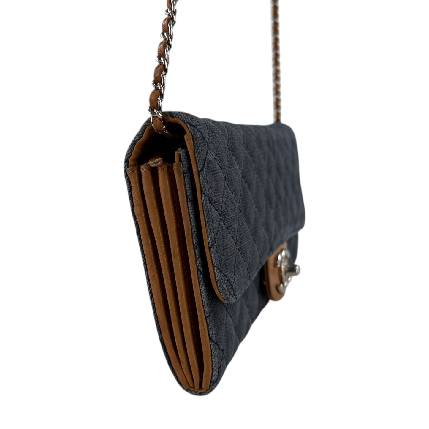 Chanel CC Denim Matelasse Wallet on Chain Shoulder Bag