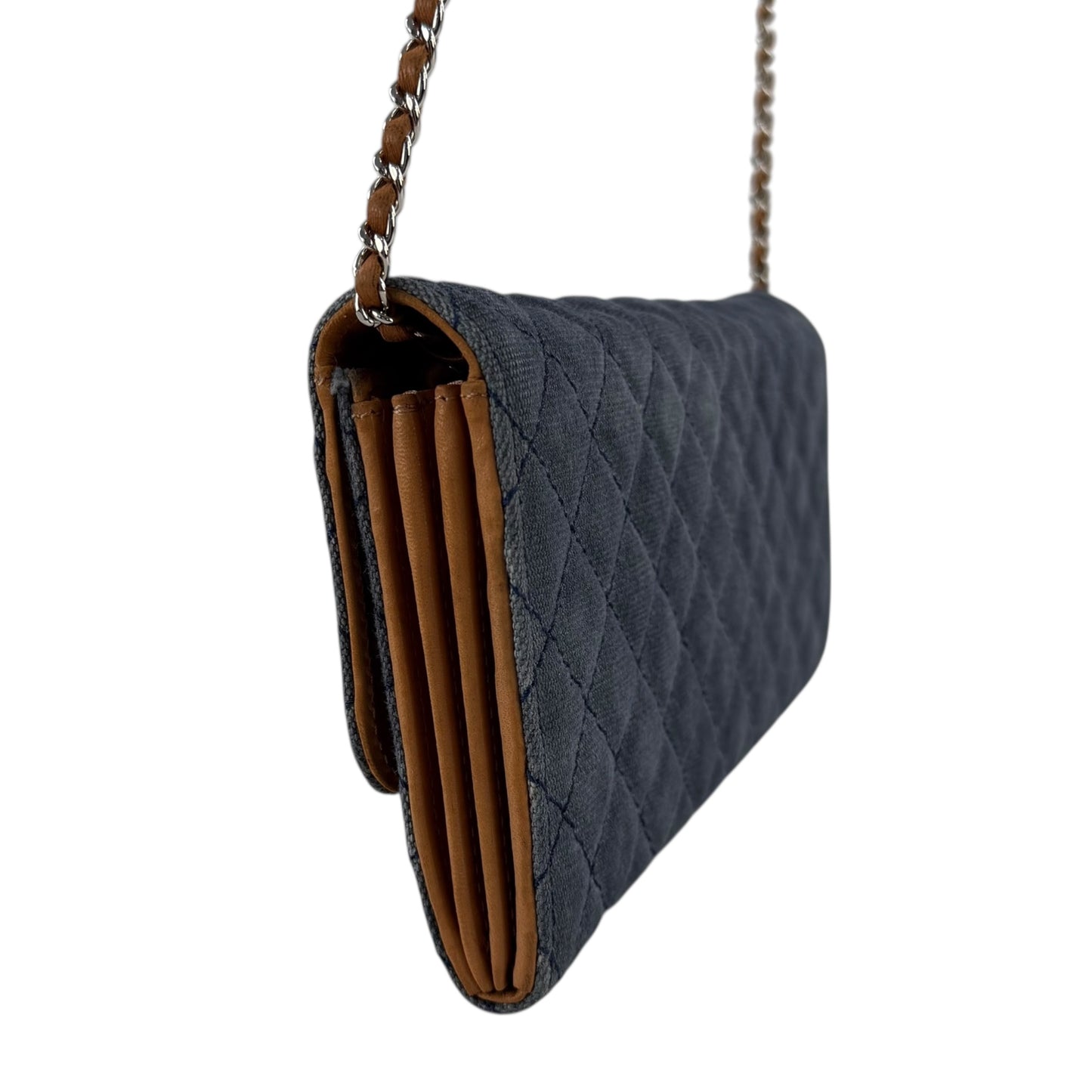 Chanel CC Denim Matelasse Wallet on Chain Shoulder Bag