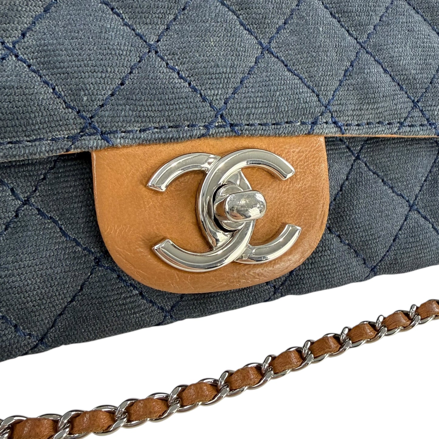 Chanel CC Denim Matelasse Wallet on Chain Shoulder Bag