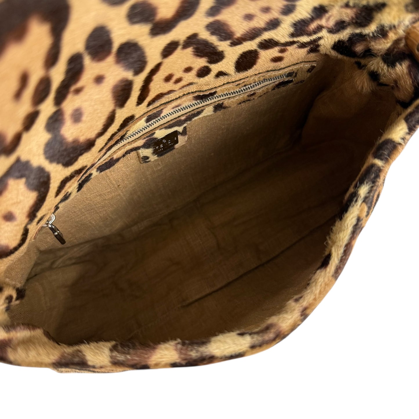 Fendi Leopard Pony Hair Mamma Baguette Lizard Shoulder Bag