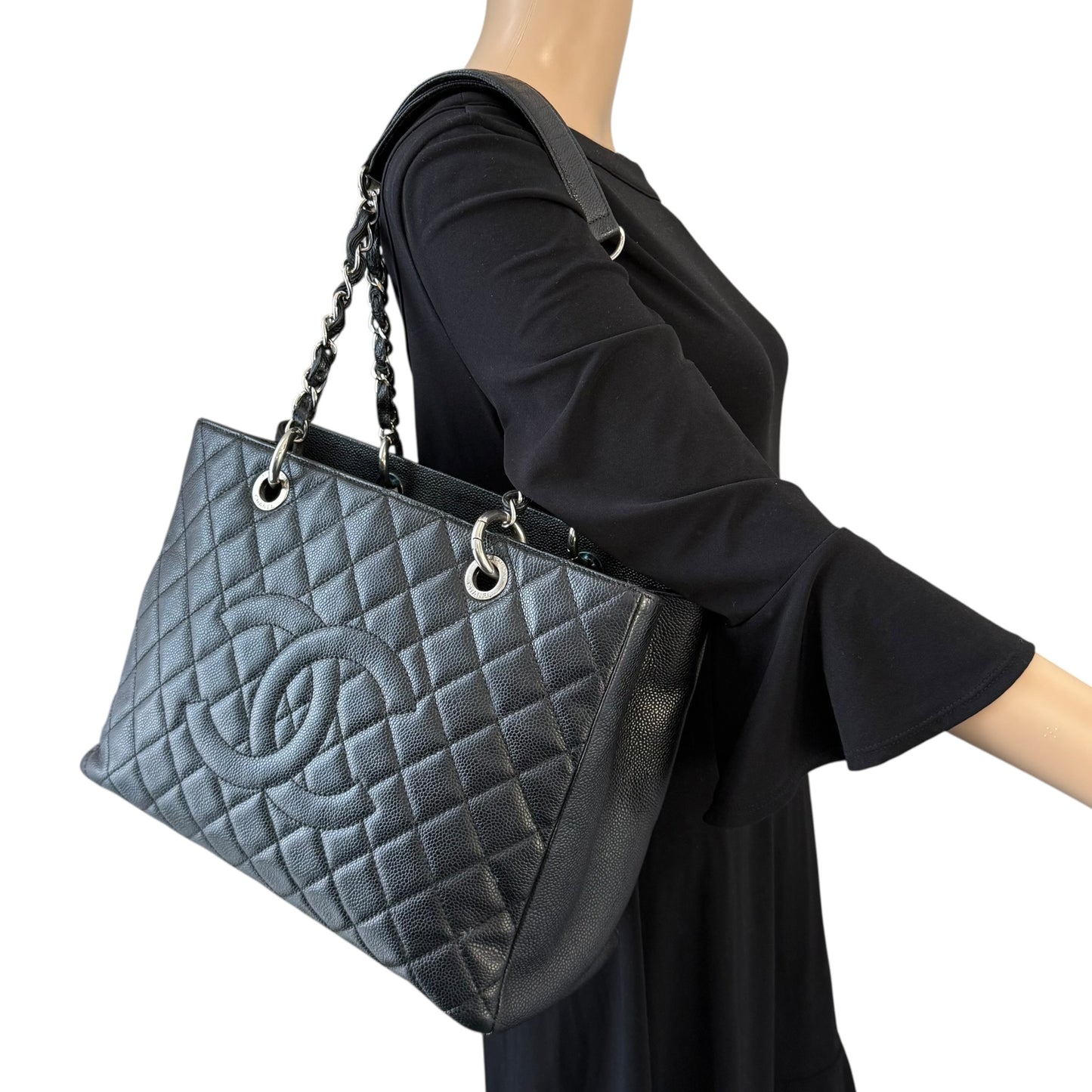 Chanel CC Quilted Caviar Leather Grand Shopping Tote Bag GST