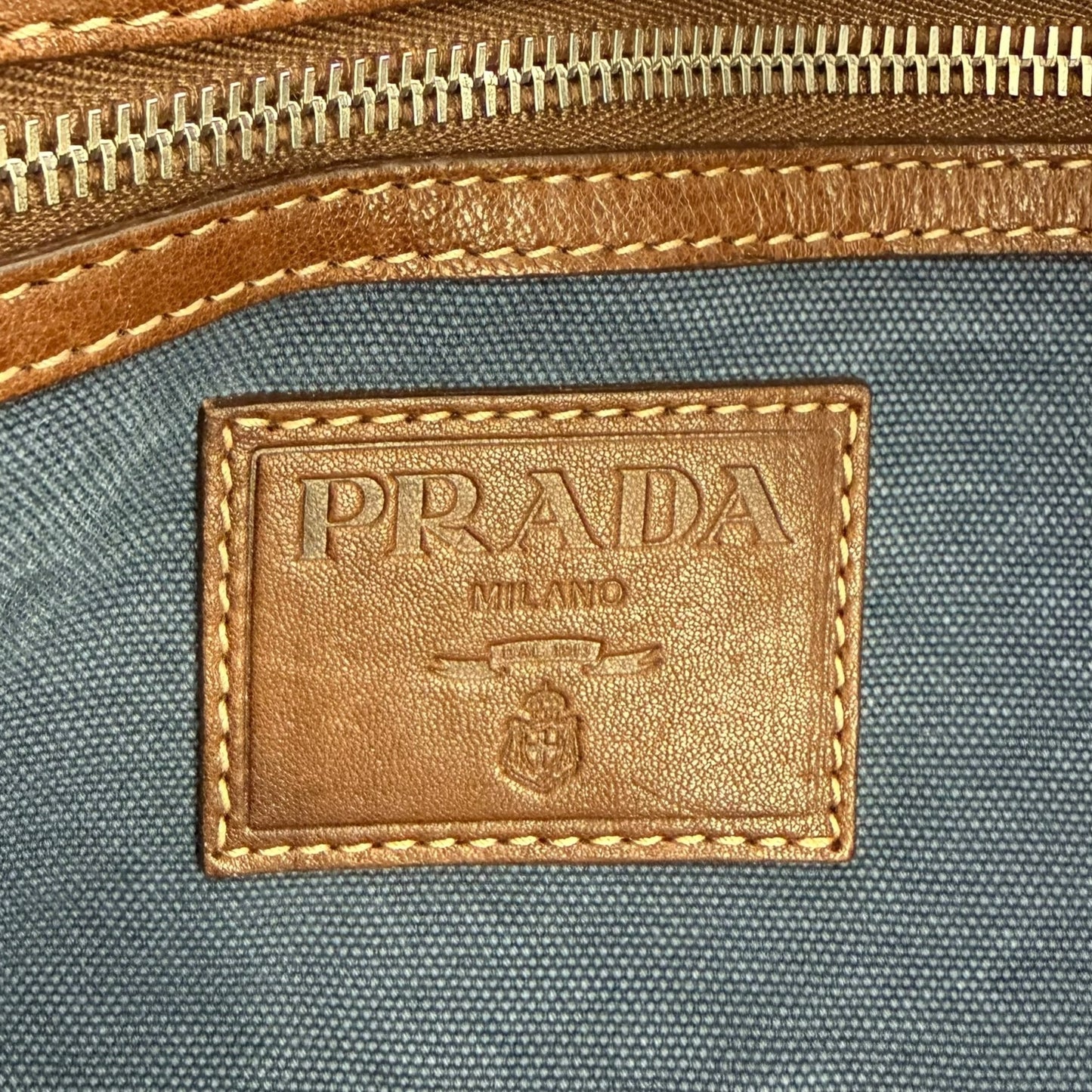 Prada Denim Canvas Canapa Large Tote Bag