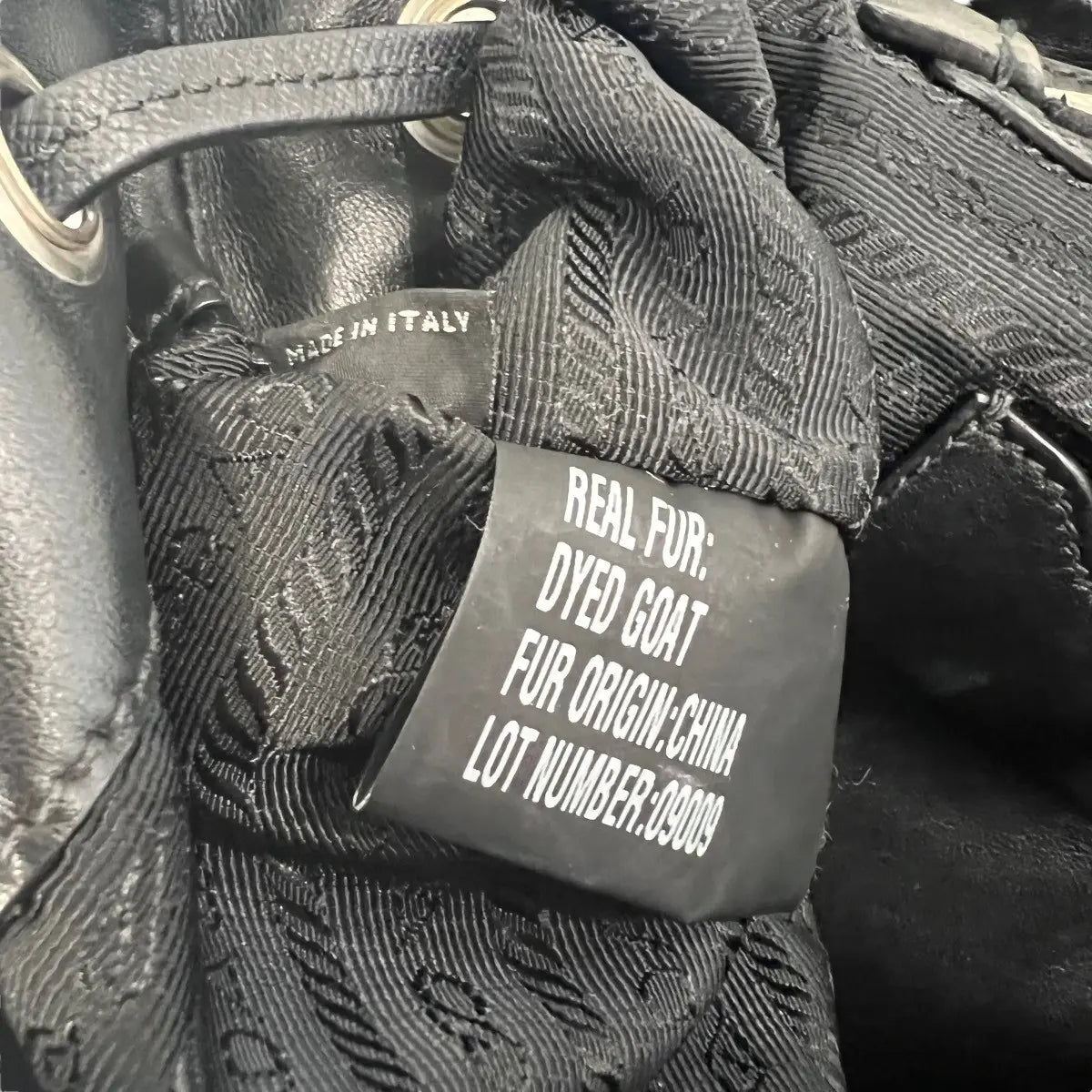 Prada Studded Tessuto Fur Backpack