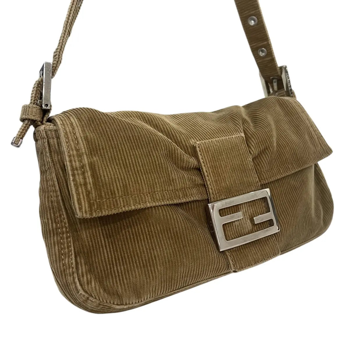 Fendi Corduroy Baguette Shoulder Bag