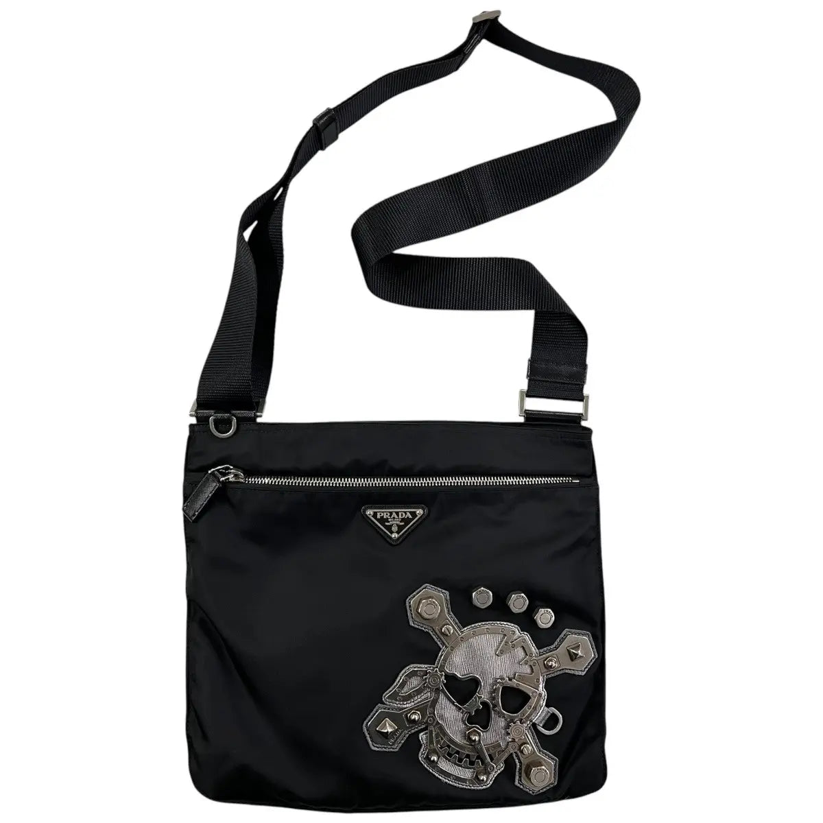 Prada Tessuto Skull & Crossbones Crossbody Bag