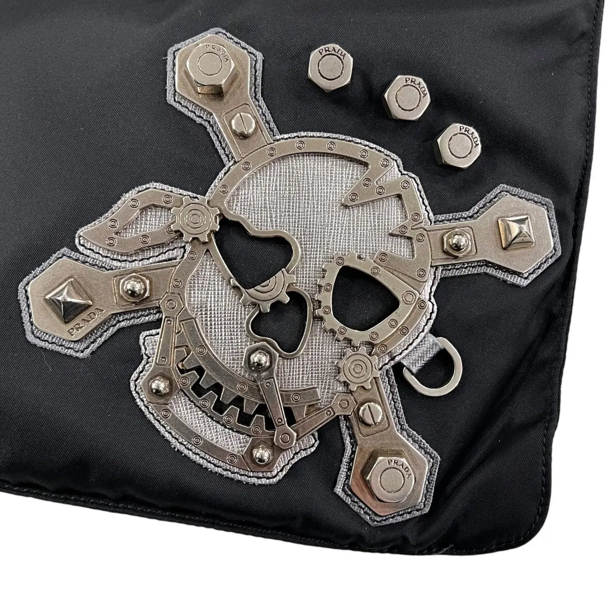Prada Tessuto Skull & Crossbones Crossbody Bag