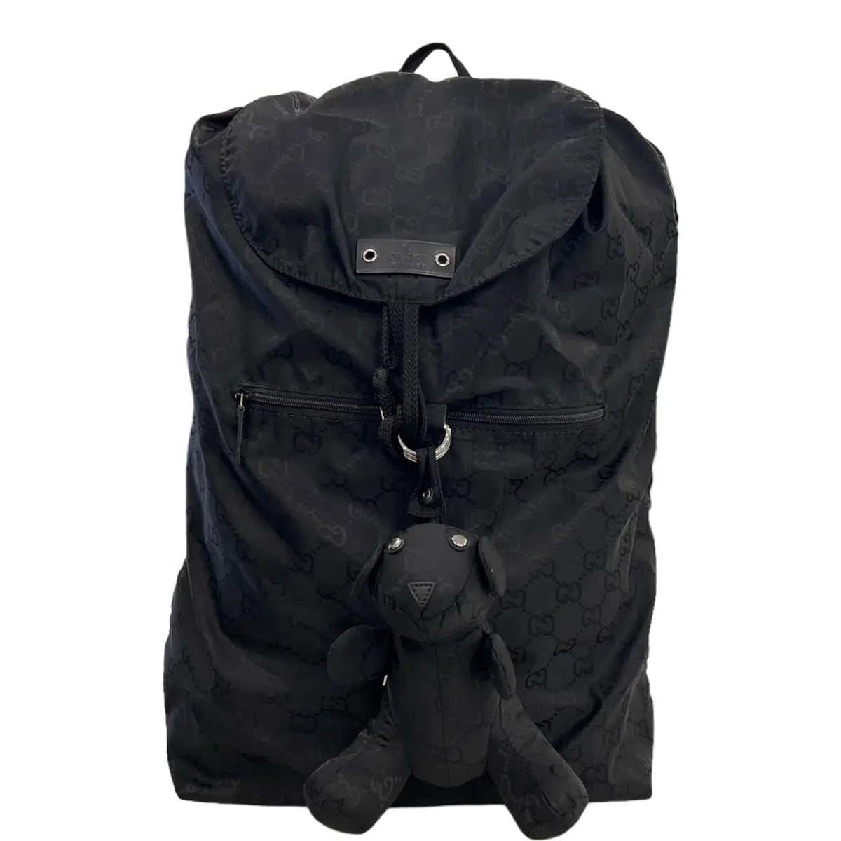 Gucci Monogram Nylon Bear Charm Backpack