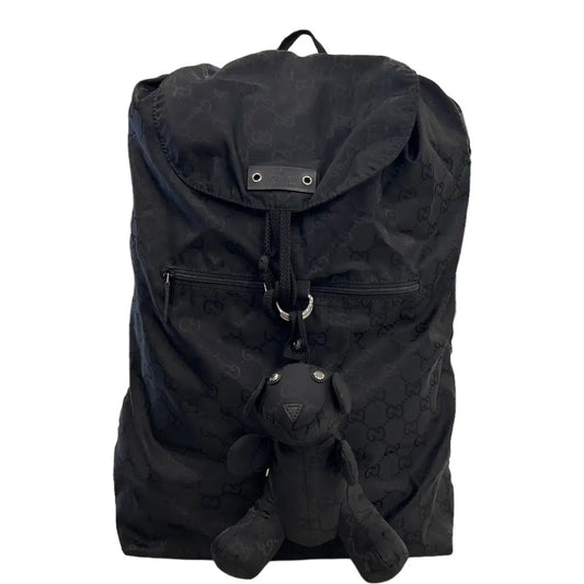 Gucci Monogram Nylon Bear Charm Backpack