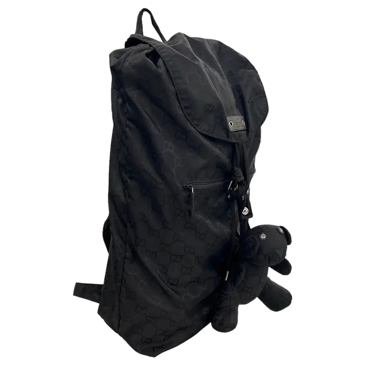 Gucci Monogram Nylon Bear Charm Backpack