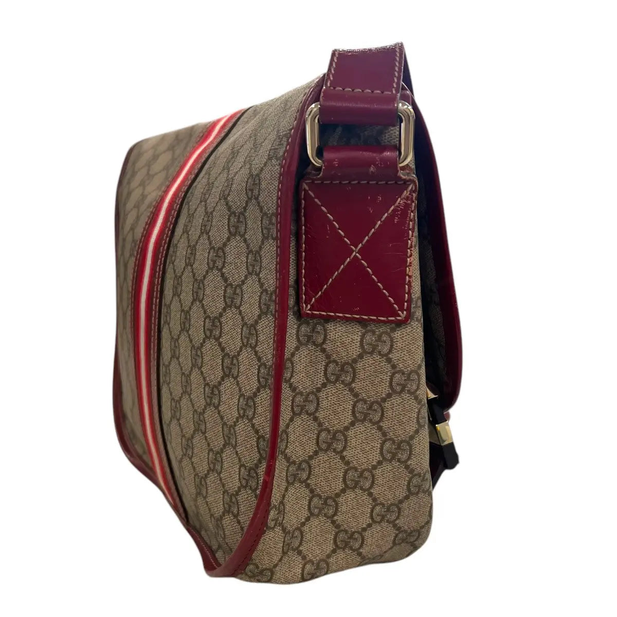 Gucci Monogram Medium Double Buckle Flap Messenger Bag
