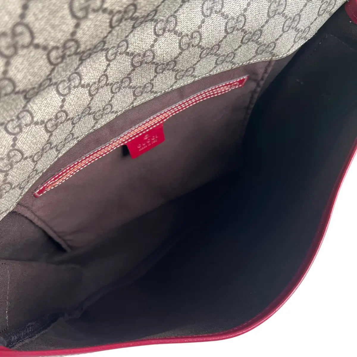 Gucci Monogram Medium Double Buckle Flap Messenger Bag