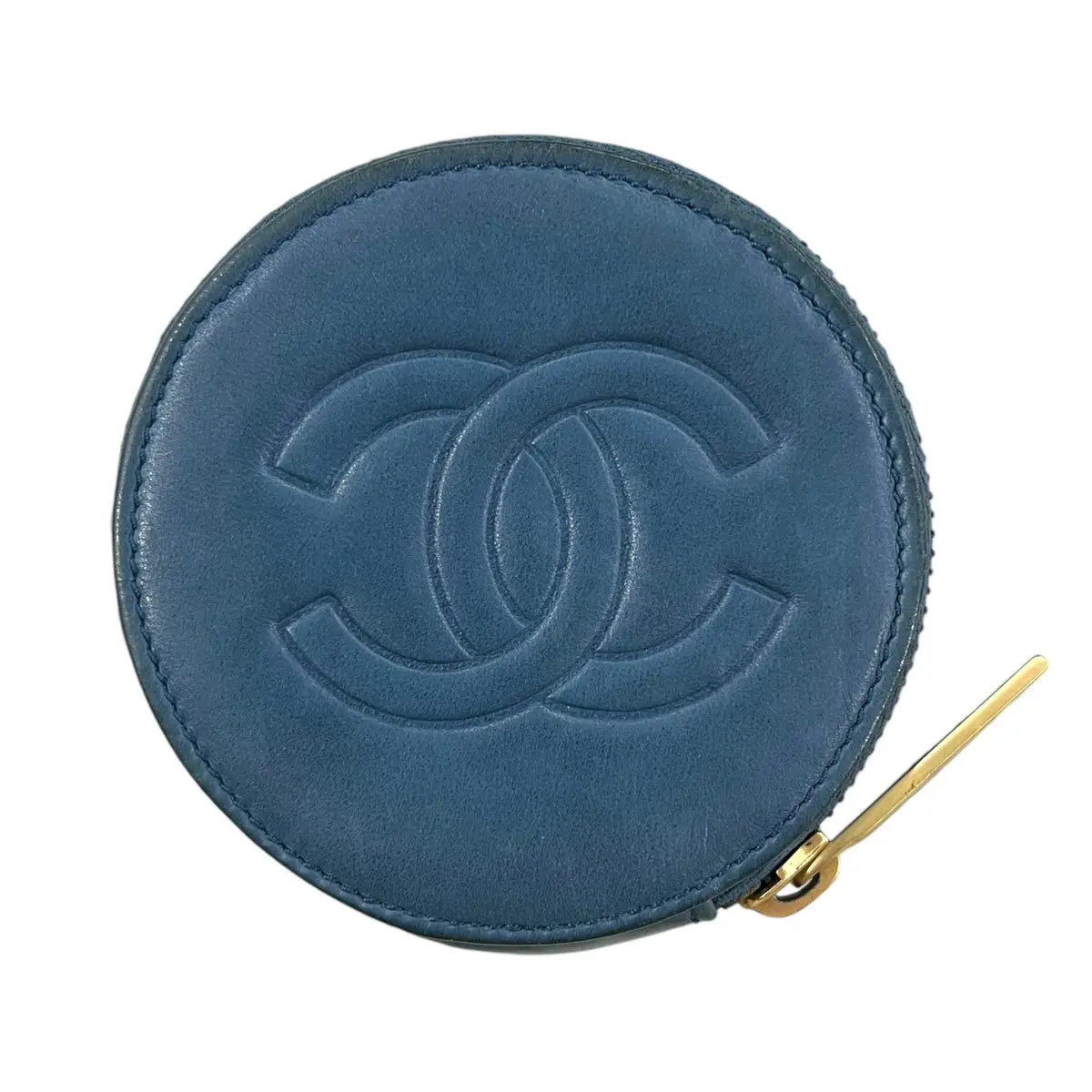 Chanel Camelia Leather Round Coin Purse