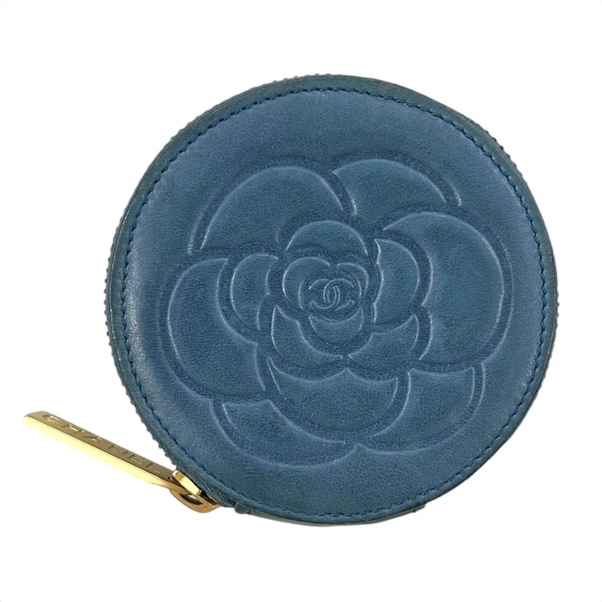 Chanel Camelia Leather Round Coin Purse