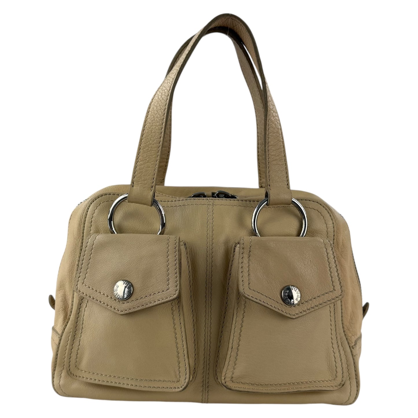 Prada Leather Double Pocket Shoulder Bag