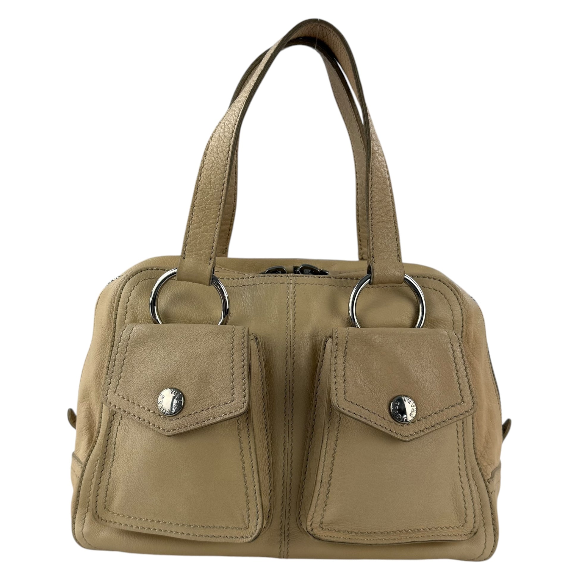 Prada Leather Double Pocket Shoulder Bag