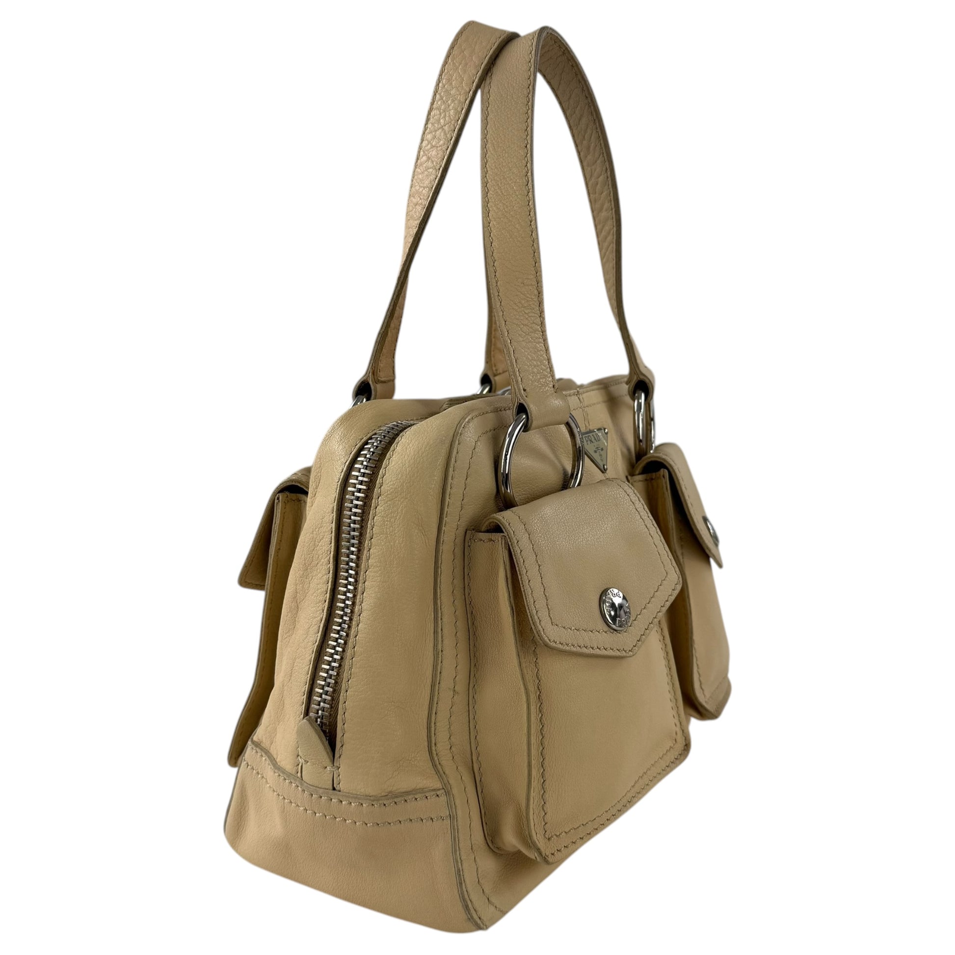 Prada Leather Double Pocket Shoulder Bag