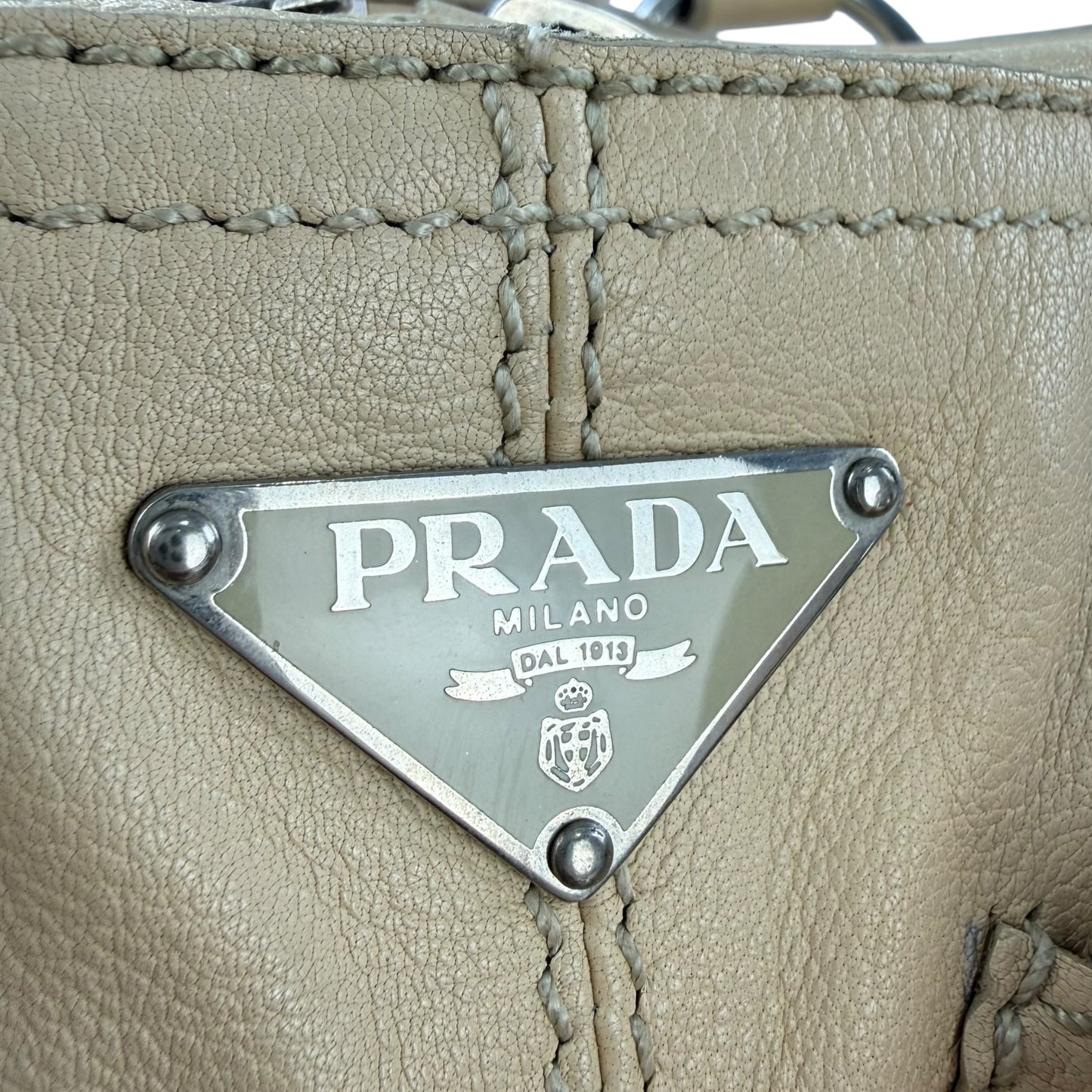 Prada Leather Double Pocket Shoulder Bag