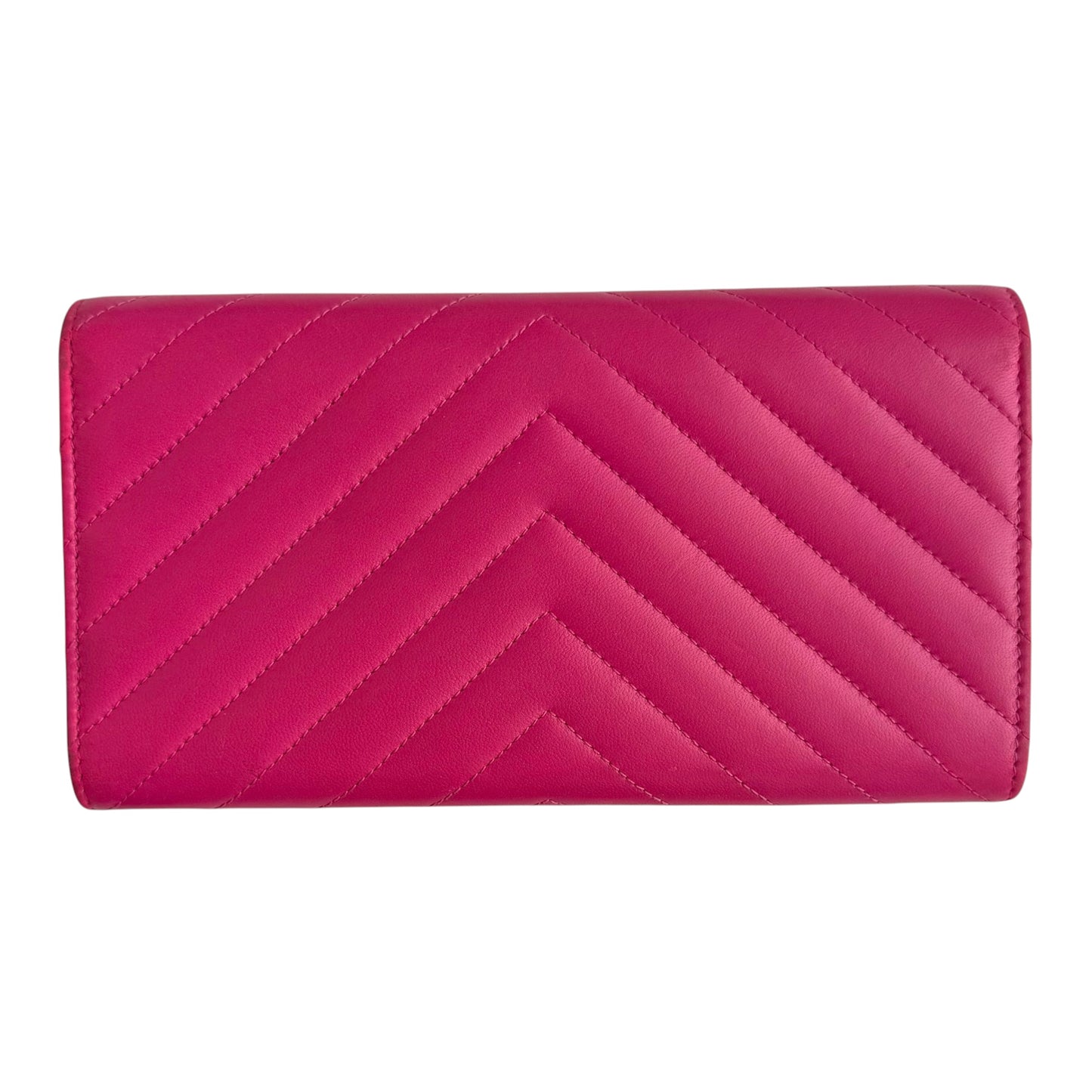 Chanel CC Lambskin Chevron Stitch Long Wallet