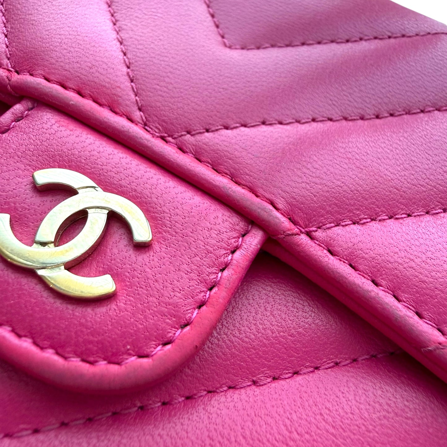 Chanel CC Lambskin Chevron Stitch Long Wallet