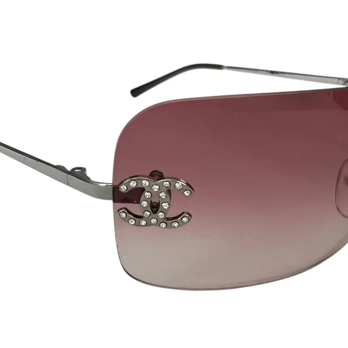 Chanel CC Rhinestone Logo Rimless Sunglasses