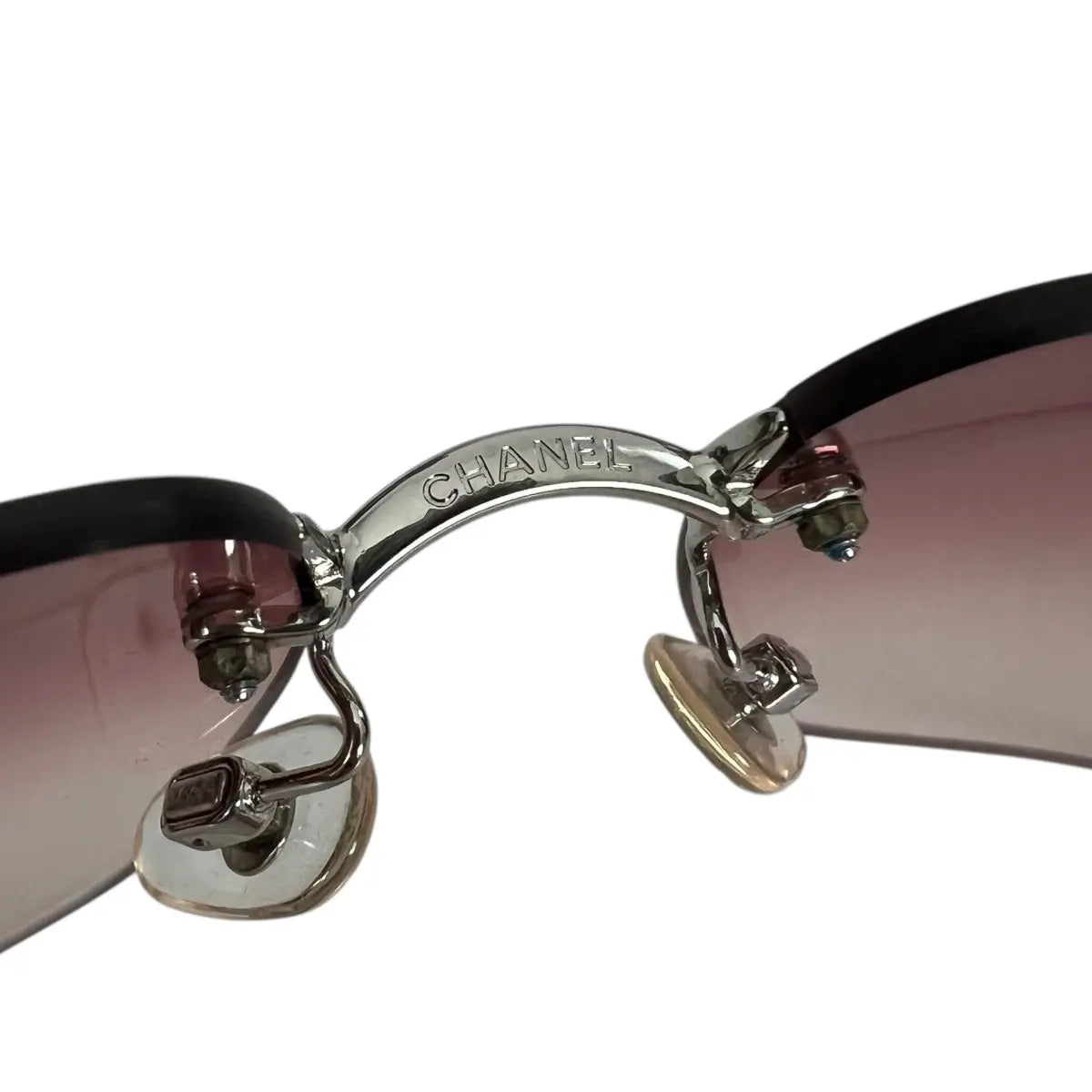 Chanel CC Rhinestone Logo Rimless Sunglasses