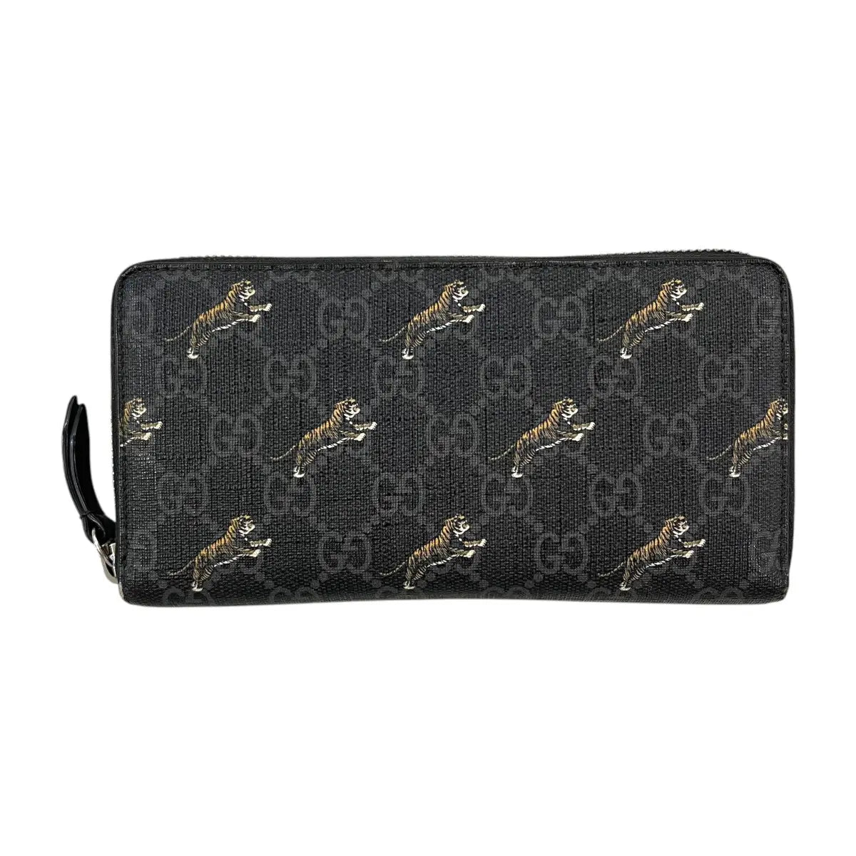 Gucci Leaping Tiger Monogram Continental Zip Around Wallet