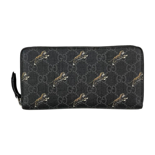 Gucci Leaping Tiger Monogram Continental Zip Around Wallet