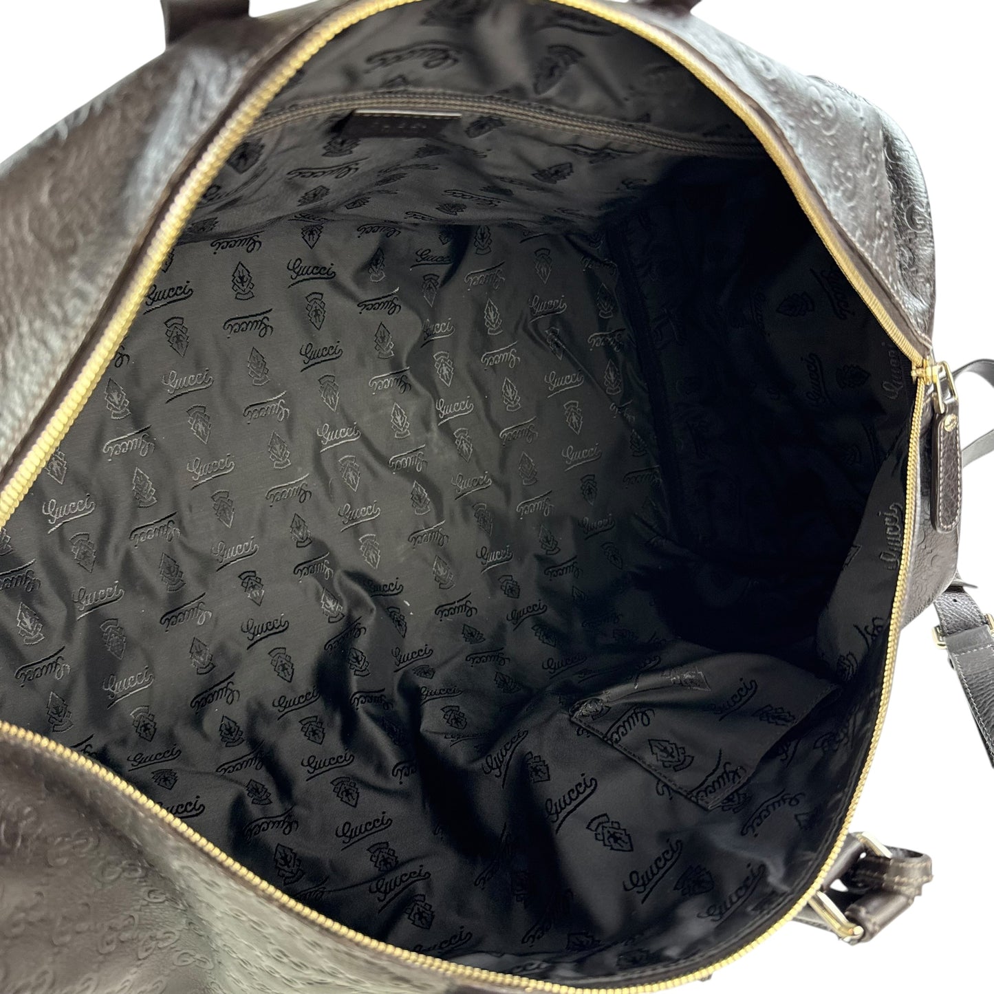 Gucci Monogram Leather Duffle Bag