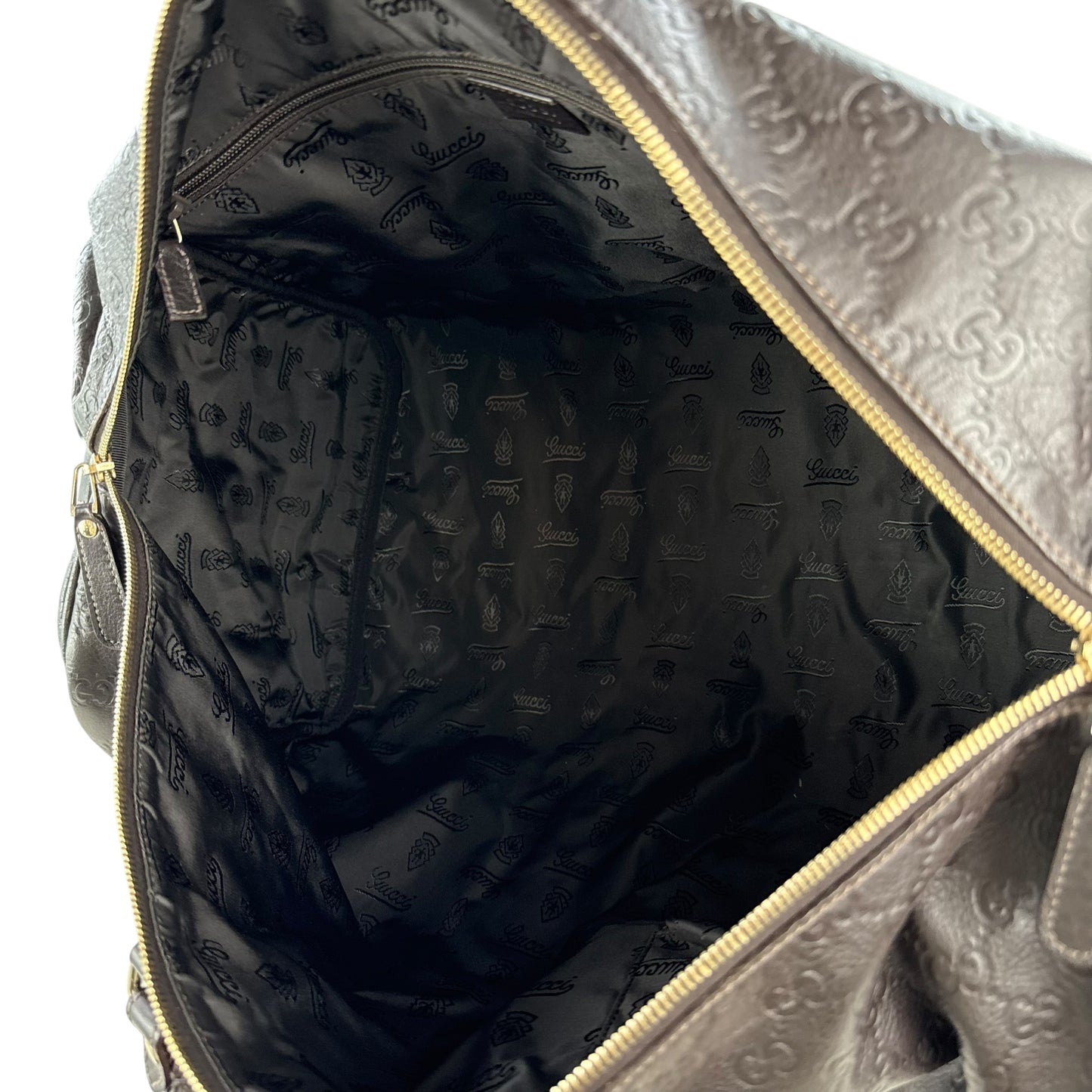 Gucci Monogram Leather Duffle Bag