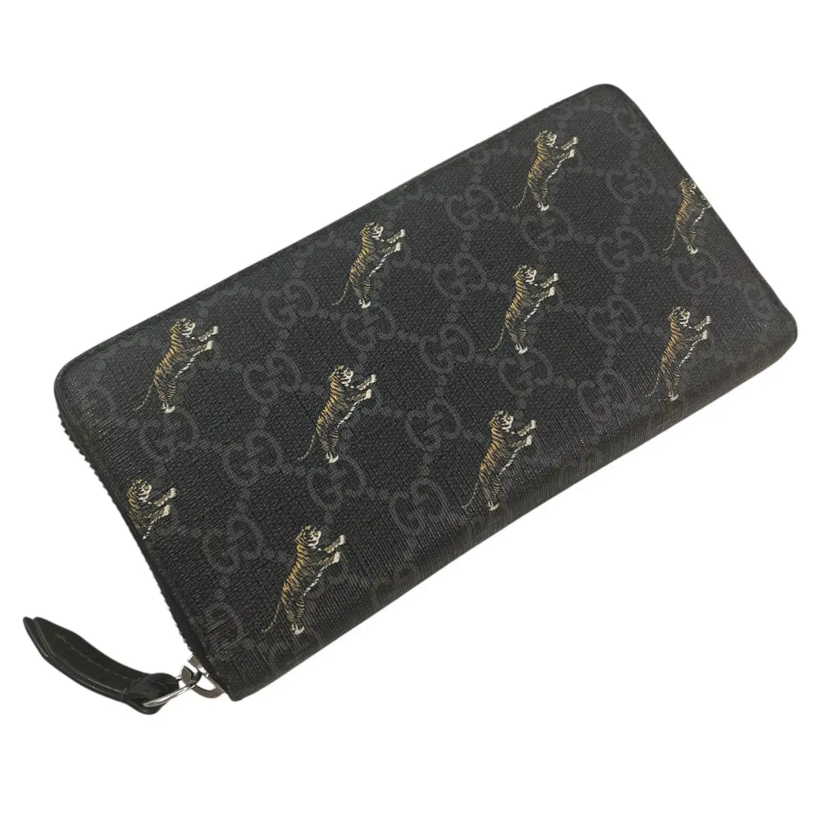 Gucci Leaping Tiger Monogram Continental Zip Around Wallet