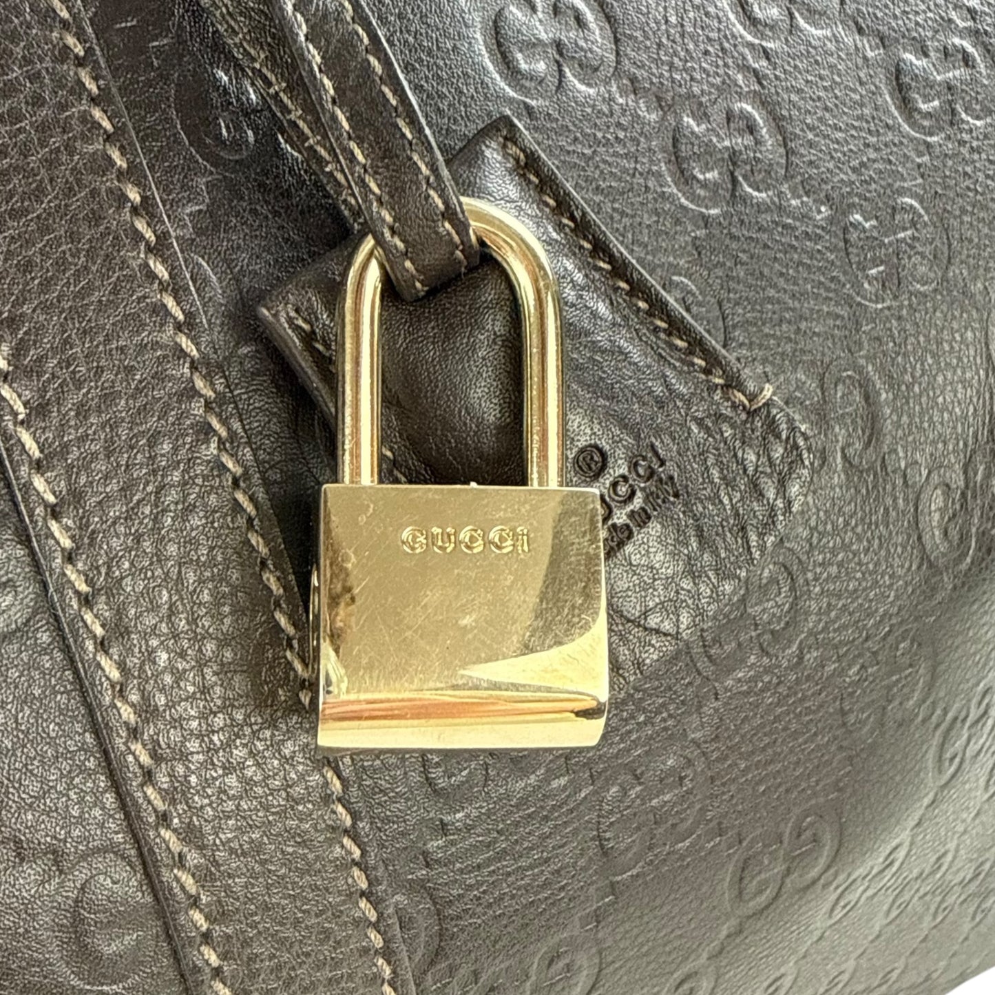 Gucci Monogram Leather Duffle Bag