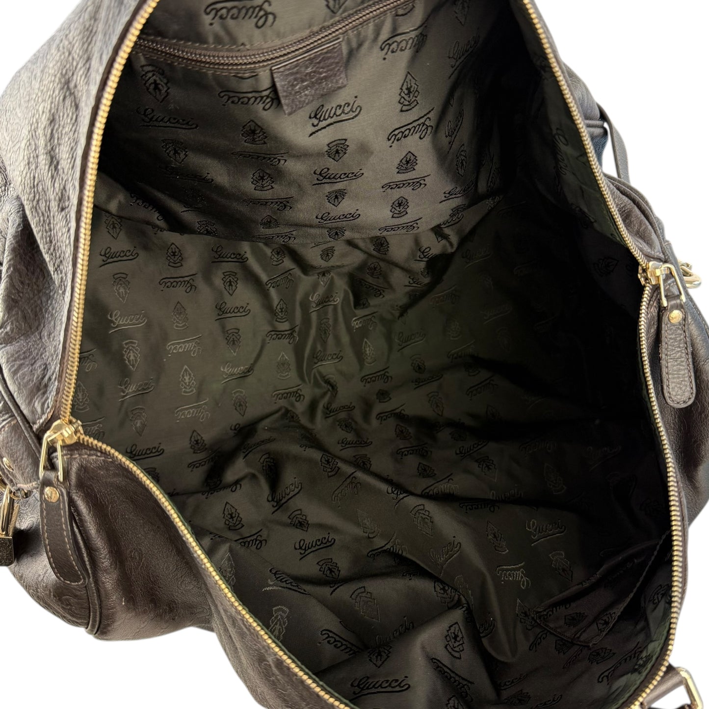 Gucci Leather Monogram Duffle Bag