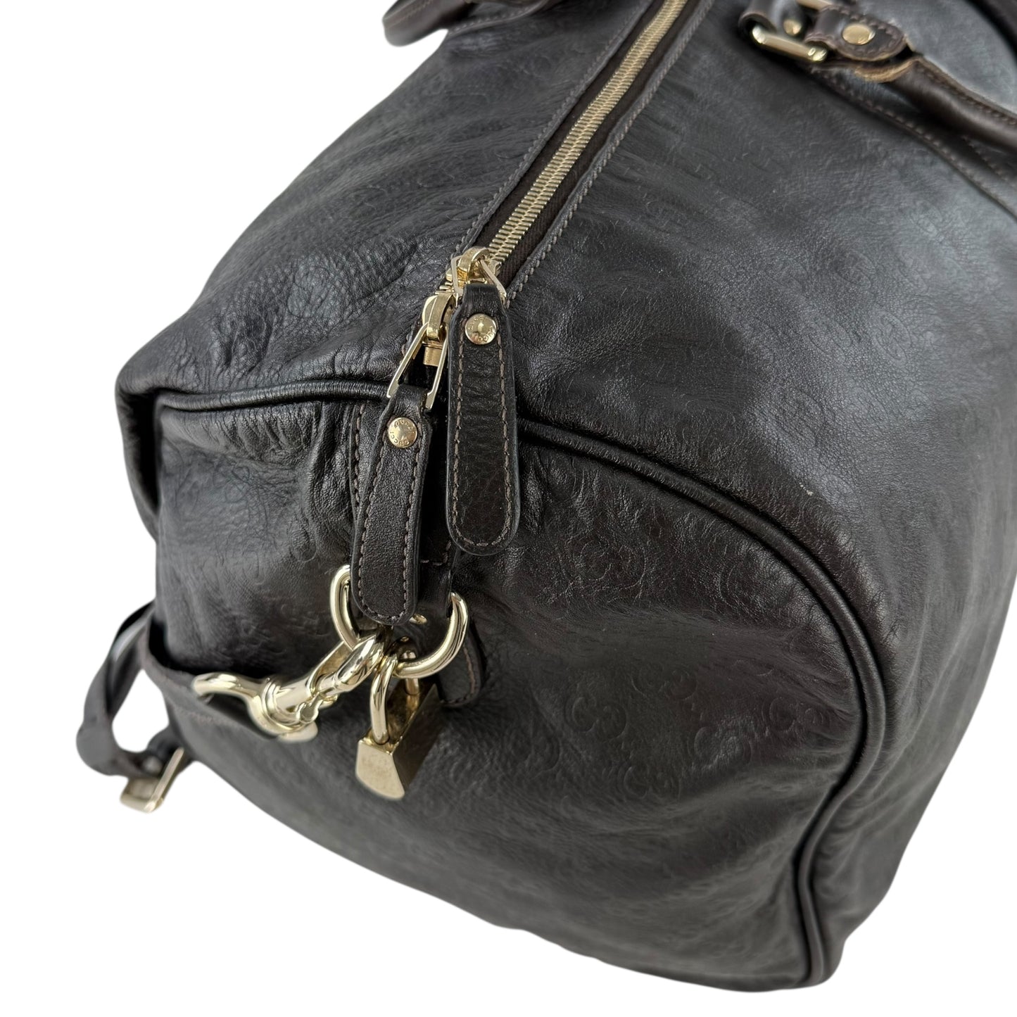 Gucci Leather Monogram Duffle Bag