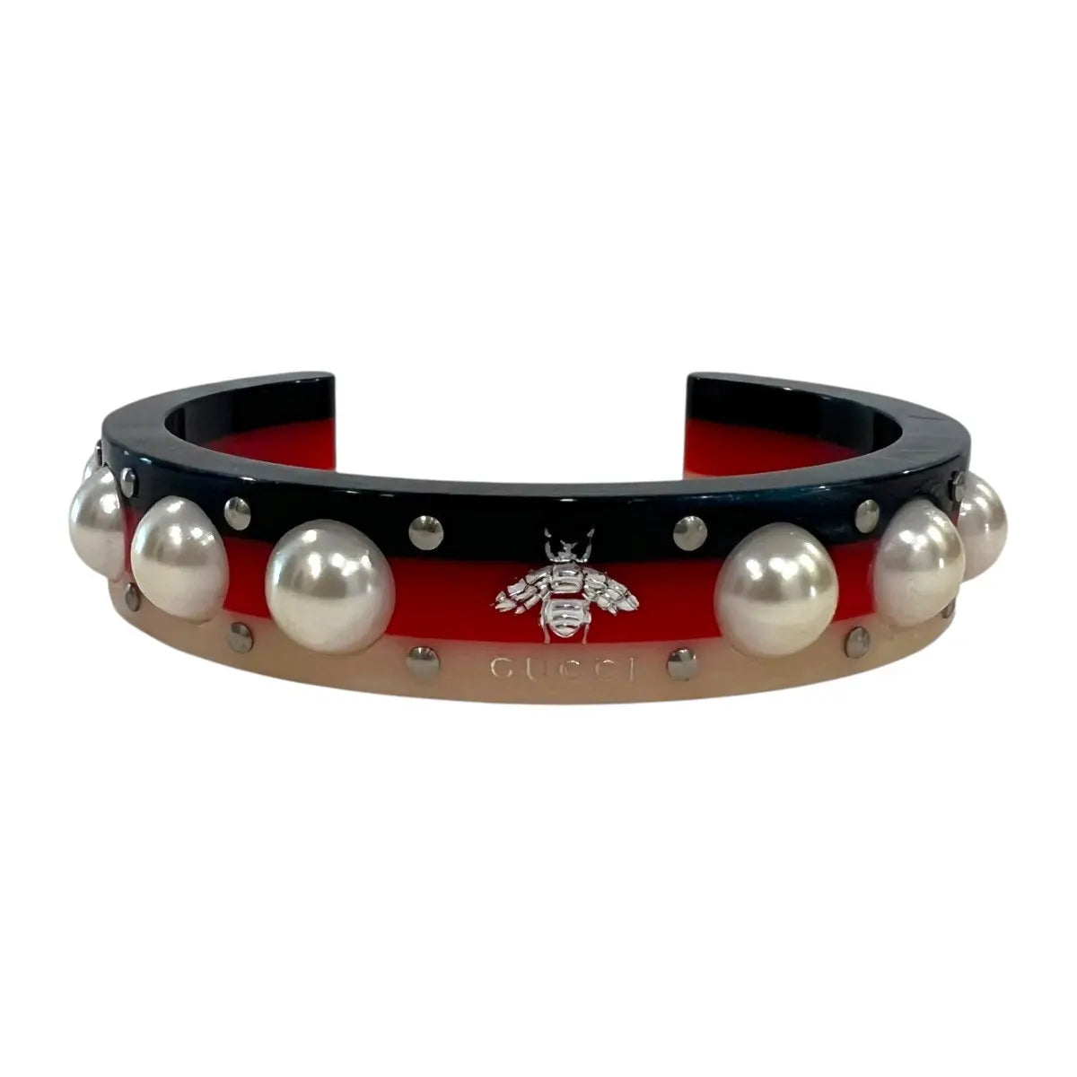 Gucci Bee & Pearl Resin Cuff Bracelet